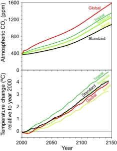 This study examined the effects of atmospheric CO2 and thus temperature increases on the clear-cutting of different forest ecosystems.